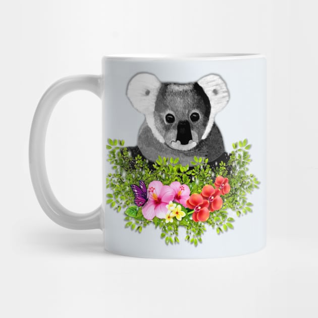 Cute Koala with Flowers and Butterfly by KC Morcom aka KCM Gems n Bling aka KCM Inspirations